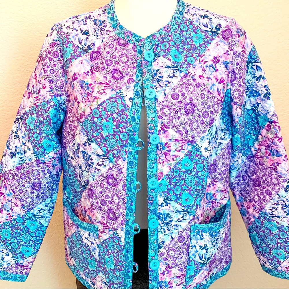 Appleseed’s Quilted Patchwork Floral Cottagecore Reversible Jacket P Medium New